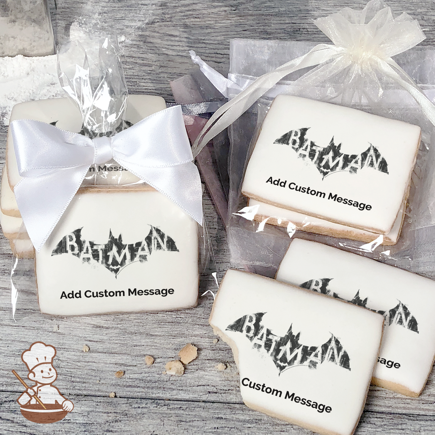 Batman Logo Custom Message Cookies (Rectangle)