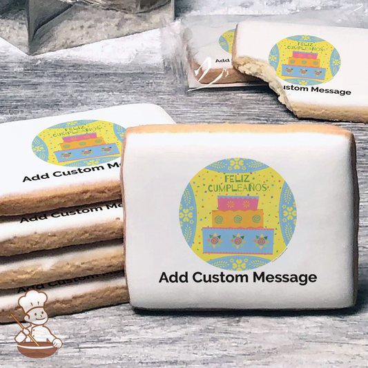 Cumpleanos 3 Layer Custom Message Cookies (Rectangle)