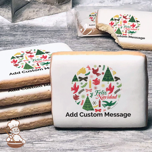 Feliz Navidad Custom Message Cookies (Rectangle)