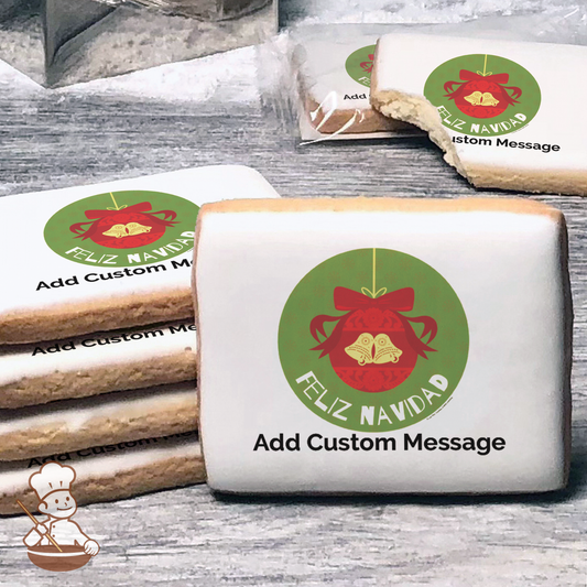 Feliz Navidad Bells Custom Message Cookies (Rectangle)