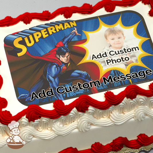 Superman Saves The Day Custom Photo Cake