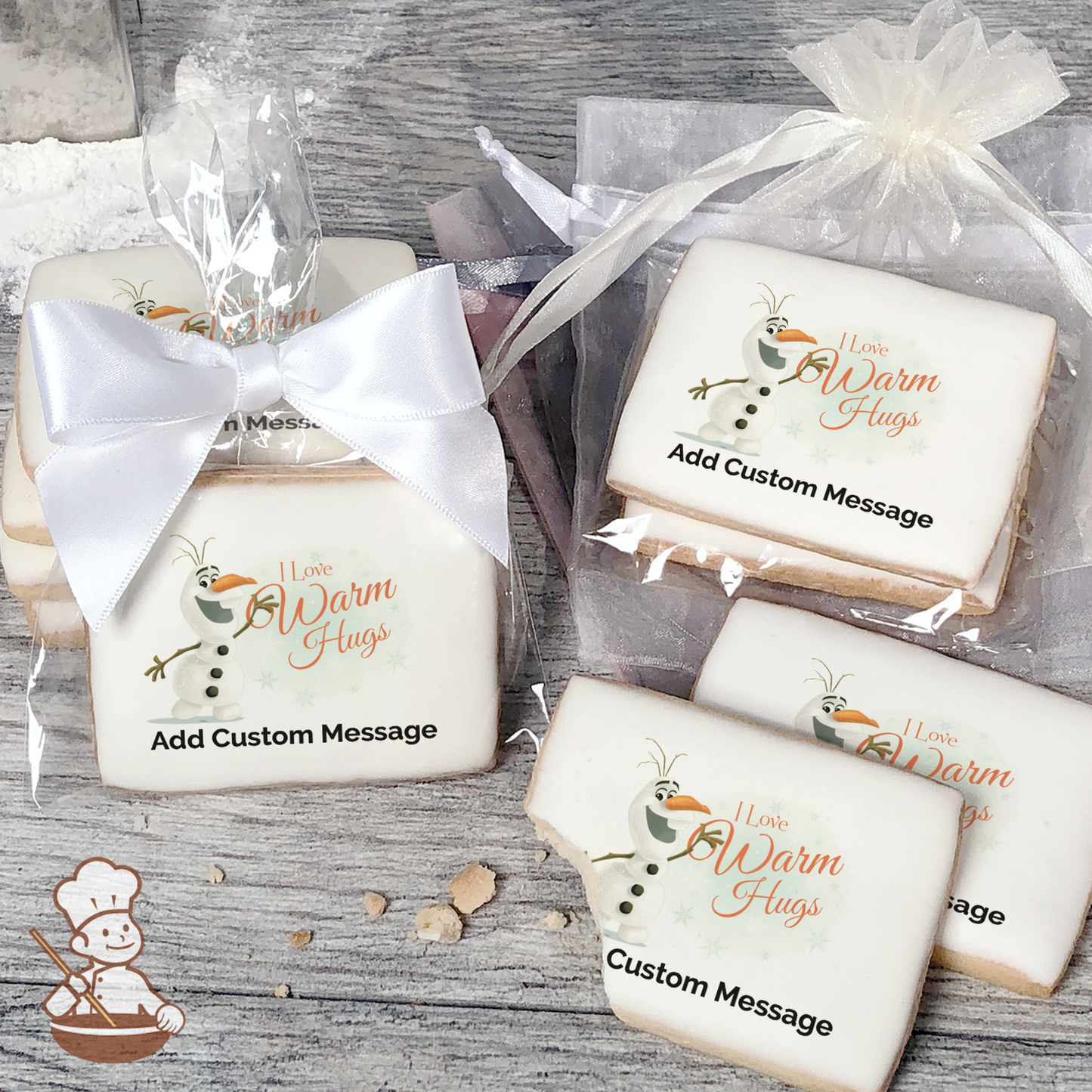 Frozen Olaf I Love Warm Hugs Custom Message Cookies (Rectangle)