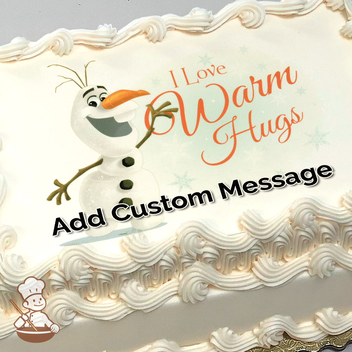 Frozen Olaf I Love Warm Hugs Photo Cake