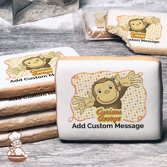 Curious George Lets Celebrate Custom Message Cookies (Rectangle)