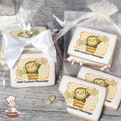 Curious George Lets Celebrate Custom Message Cookies (Rectangle)