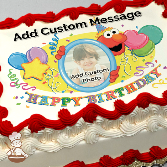 Sesame Street Happy Birthday Custom Photo Cake