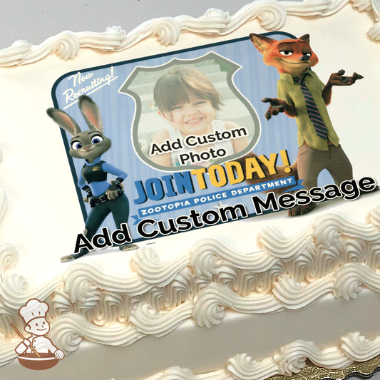 Zootopia Now Recruiting Custom Photo Cake