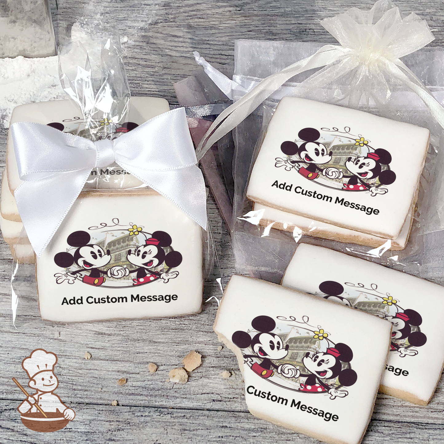 Mickey Mouse and Friends Cafe Minnie Custom Message Cookies (Rectangle)