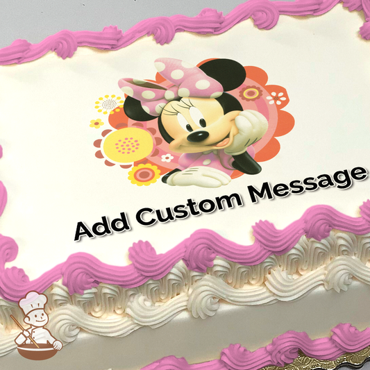 Minnie Dots and Daisies Photo Cake