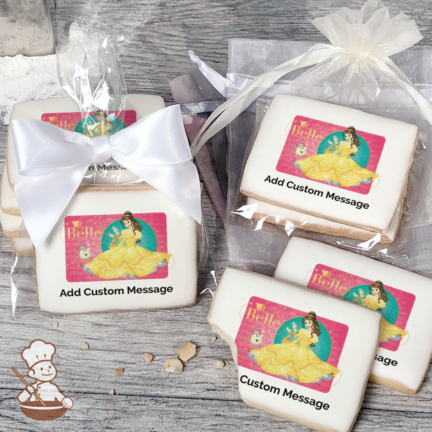 Disney Princess Belle Loyal Friends Custom Message Cookies (Rectangle)