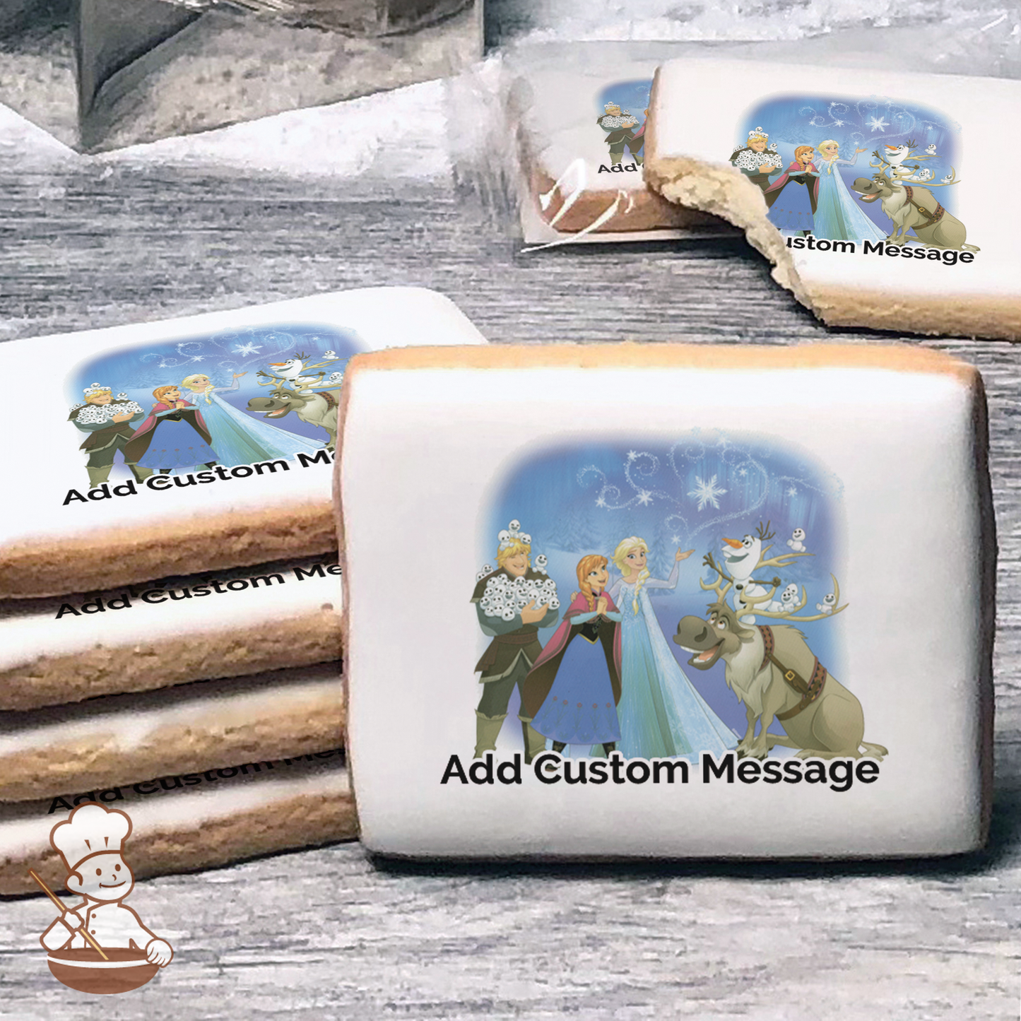 Frozen Northern Lights Custom Message Cookies (Rectangle)