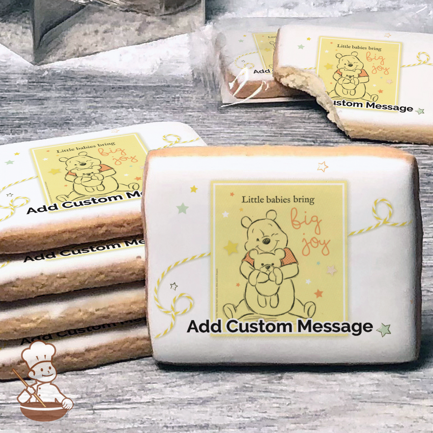 Winnie the Pooh Big Joy Custom Message Cookies (Rectangle)