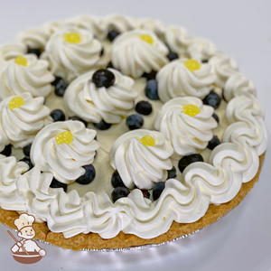 Lemon Cream Pie with fresh blueberries and whipped cream.
