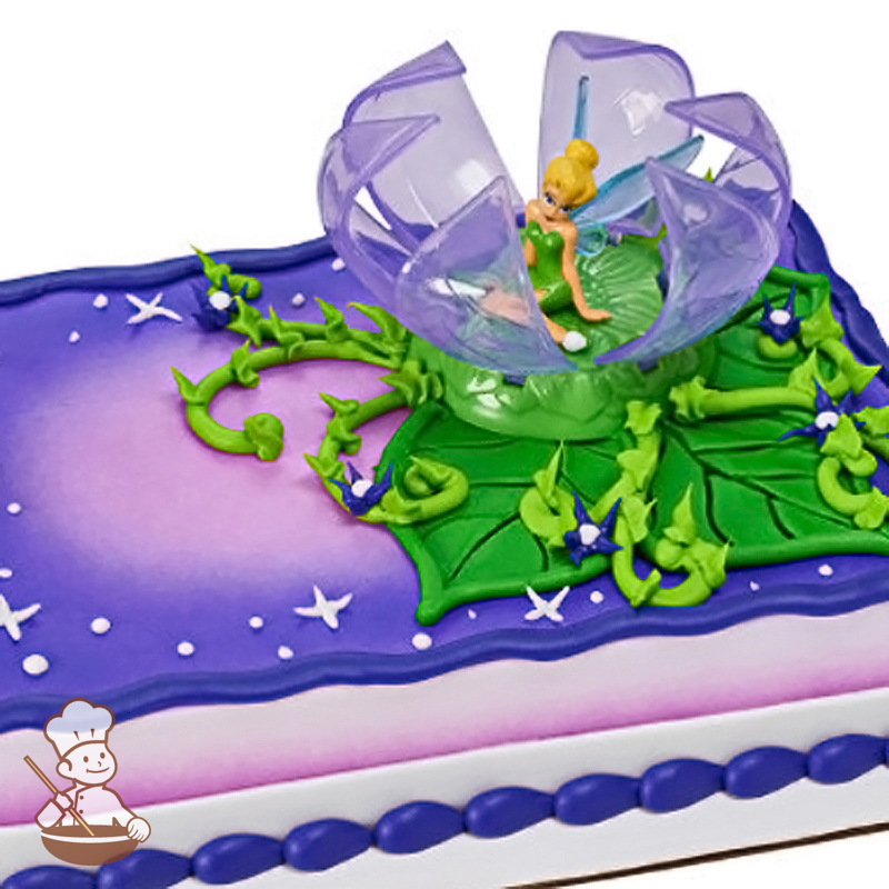 Birthday sheet cake with Tinker Bell toy set.
